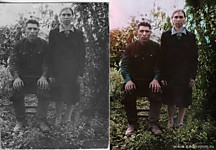 Оцветнение фотографии. Два человека в полный рост