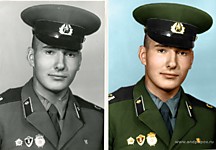 Ретушь и оцветнение старой фото. Военнослужащий